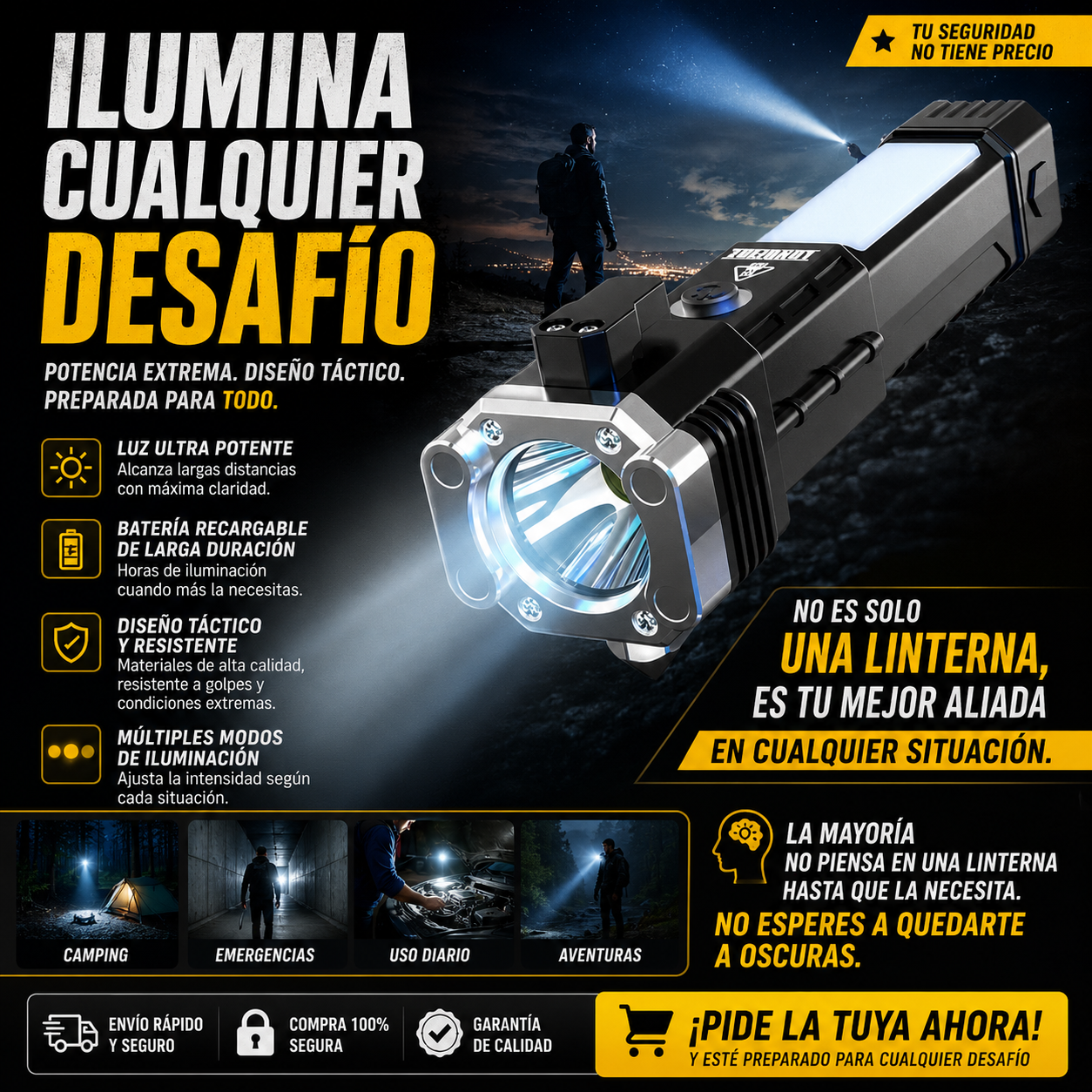 Linterna Con Martillo De Seguridad Y Aut